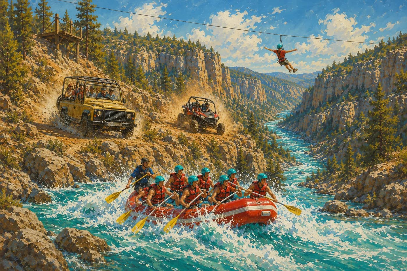 Süper Kombo — Rafting + Kanyoning + Zipline + Buggy